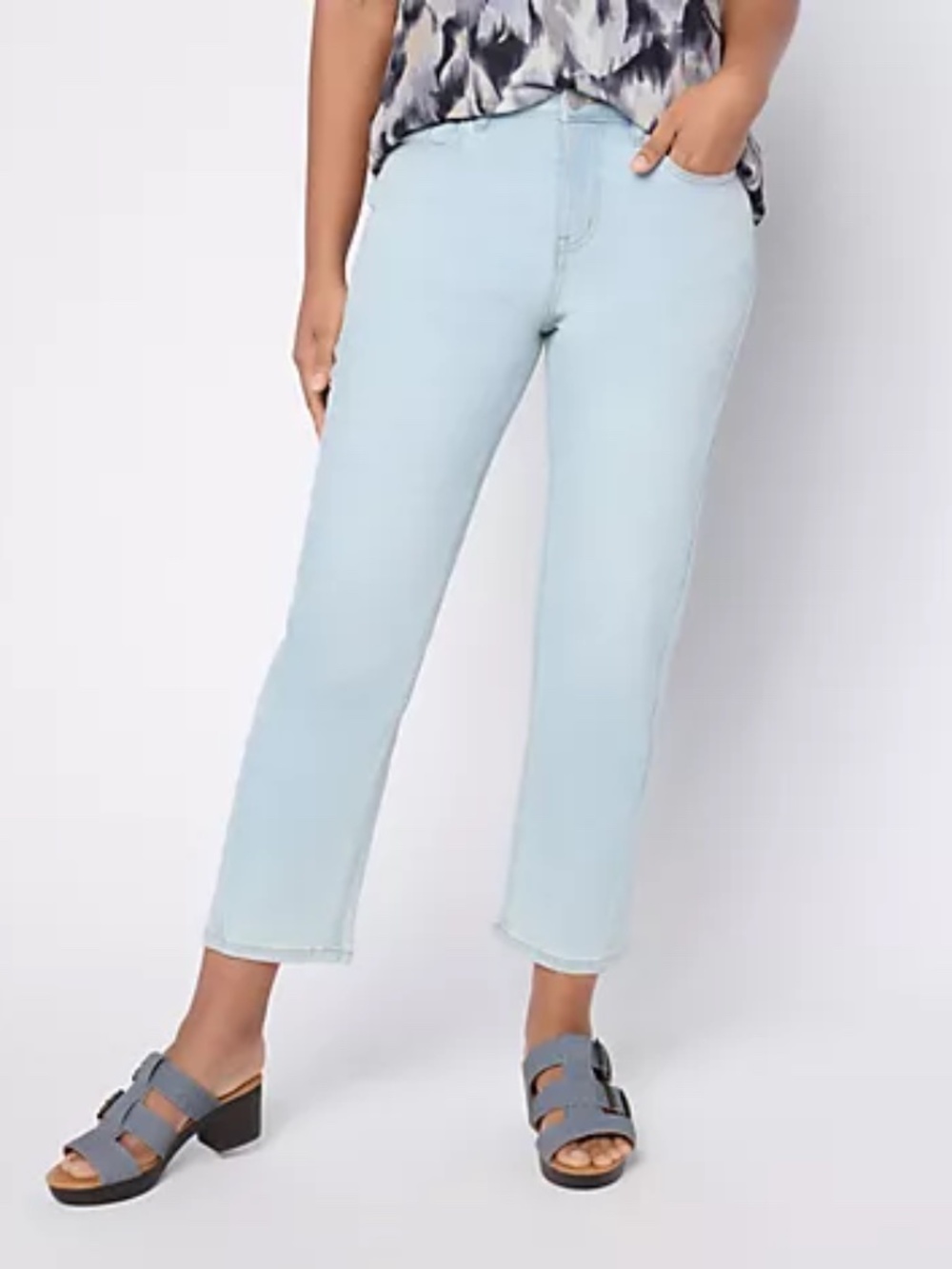 LOGO by Lori Goldstein Regular Indigo StraightCropped Leg Jeans, Sz 6 a727320